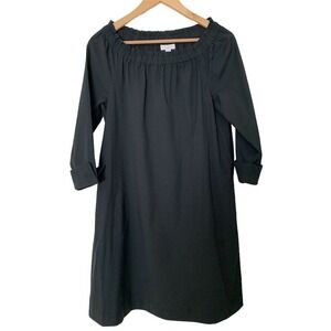 J.Jill Women's XSP Black Off Shoulder 3/4 Sleeve Shift Dress Casual Party I006